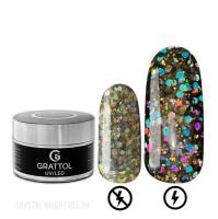 Grattol Gel Crystal Bright 04 - гель со светоотражающим глиттером, 15 мл